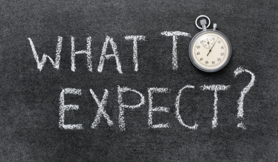 Image of a clock saying what to expect