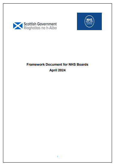 Image of the front page of the Framework Document for Territorial NHS Boards